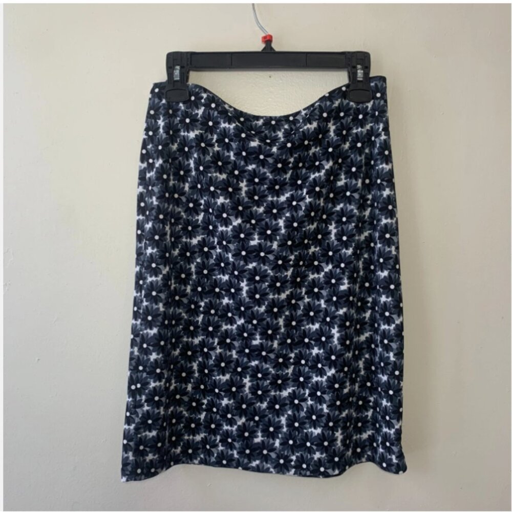 Vtg 2000s DKNY Floral Slinky Skirt Y2K A-line Midi